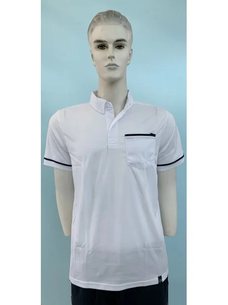 POLO BIANCA "CLUB NAUTICO" MANICA CORTA CON TASCHINO 