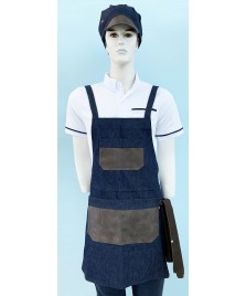 KIT GREMBIULE JEANS CORTO CAPPELLO E TOVAGLIOLO BAR RISTORANTE CAMERIERE