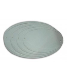Targa ovale in plexiglass - Spess. 4mm. - 3 fori di fissaggio.