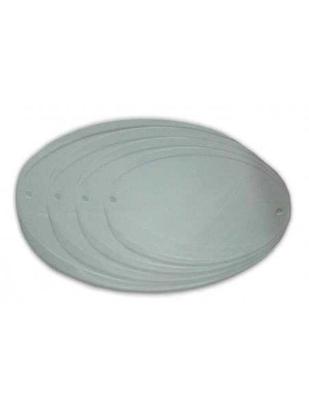 Targa ovale in plexiglass - Spess. 4mm. - 3 fori di fissaggio.