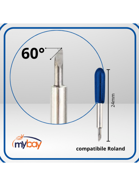 Lama compatibile Roland 60° per materiali spessi in carburo cementato con offset 0,75 mm