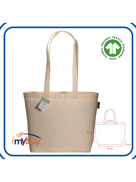 Shopper JESOLO 120 in cotone biologico 120g con manici lunghi e soffietto