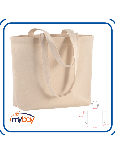 Shopper ALBEROBELLO 120 in cotone 120g con soffietto e manici lunghi, certificata OEKO-TEX®