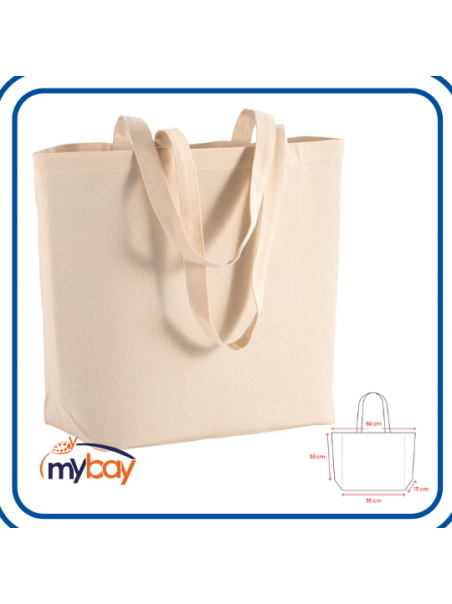 Shopper OSTUNI 135 in cotone 135g con soffietto, manici lunghi, certificata OEKO-TEX®
