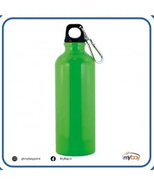 Borraccia fluo da 500 ml con chiusura a vite e moschettone