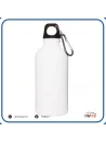 Borraccia in alluminio da 400 ml con moschettone e scatola singola Bianca
