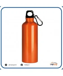 Borraccia 500 ml in alluminio con moschettone arancione