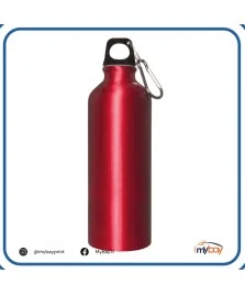 Borraccia 500 ml in alluminio con moschettone rossa