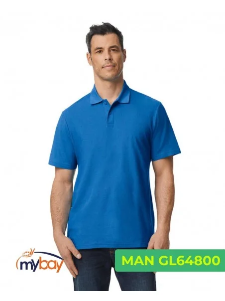 Polo Gildan in cotone piqué manica corta con collo a 2 bottoni