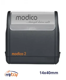 Timbro Modico 2 preinchiostrato rettangolare nero da 14x40 mm
