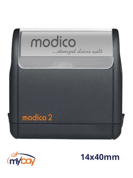 Timbro Modico 2 preinchiostrato rettangolare nero da 14x40 mm
