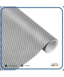 PVC adesivo effetto carbon look argento