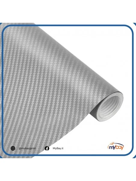 PVC adesivo effetto carbon look argento
