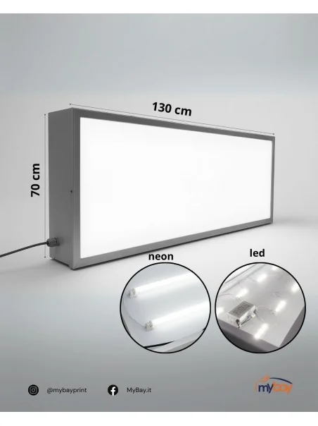 Insegna luminosa monofacciale 70x130 cm