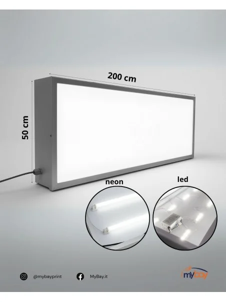 Insegna luminosa monofacciale 50x200 cm