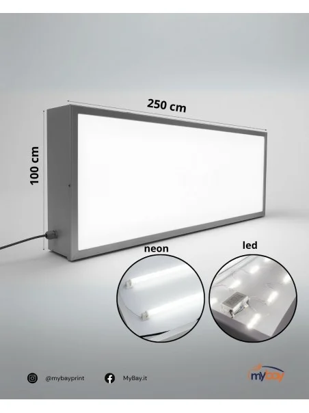 Insegna luminosa cassonetto 100x250 cm