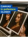 Tela canvas poliestere glossy 220 g/m², coating per stampa eco-solvente, effetto fotografico brillante. Varie misure