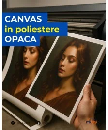 Tela canvas poliestere opaca 220 g/m², finitura matt anti-riflesso, ideale per stampa fotografica eco-solvente.