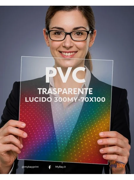 PVC PRINT trasparente lucido 70x100 - 300my