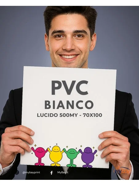 PVC PRINT bianco lucido in fogli cm. 70x100 500my