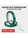 Nastro alte temperature PET verde 10mm x 66mt