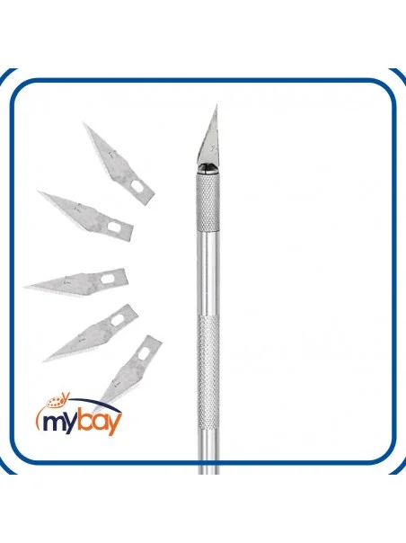 Bisturi multiuso con manico zigrinato in alluminio