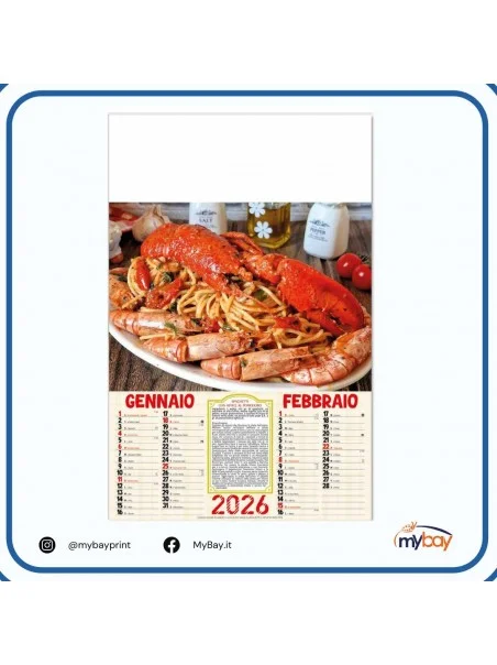 calendario gastronomico 2026 a 6 fogli in carta patinata