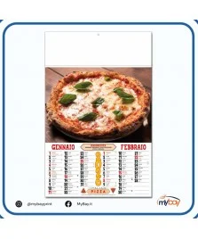 Calendario illustrato Pizza 2026 – 6 fogli 32x49,5 cm con testata personalizzabile