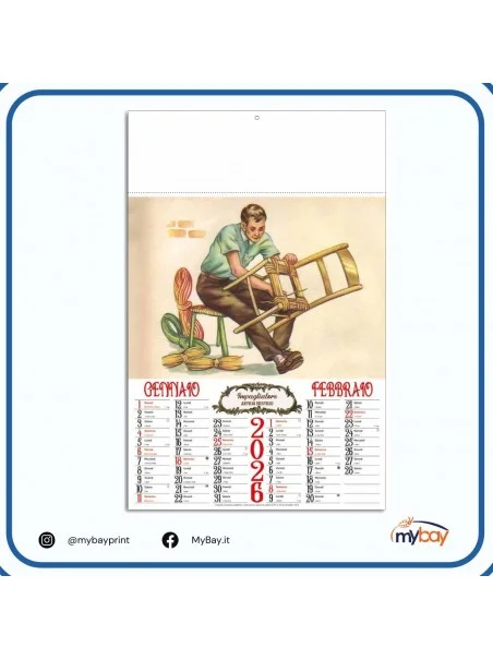 calendario illustrato antichi mestieri 6 fogli formato 32x49,5 cm