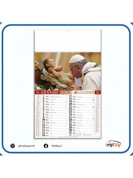 calendario illustrato papa francesco 2026 12 fogli formato 32x49,5 cm
