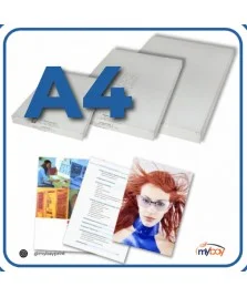 Pouches per plastificatrice formato A4 lucide disponibili in diversi spessori.