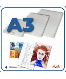 Pouches per plastificatrice formato A3 lucide disponibili in diversi spessori.