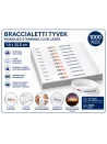 Tyvek bianco, laser, 1000 pezzi, 1,9x25,5 cm, numerati, impermeabili, chiusura adesiva