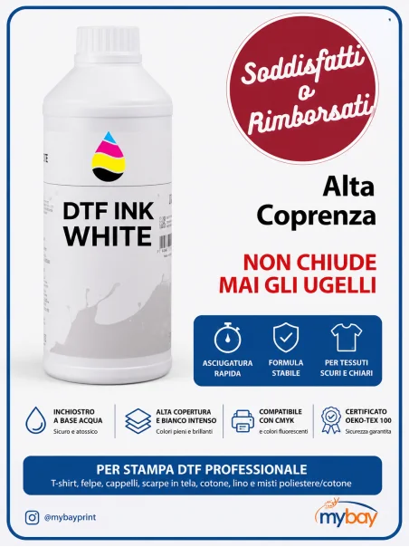 Inchiostro Bianco DTF a base acqua per stampa Direct to Film professionale