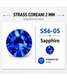 trass coreani SS6-05 Sapphire da 2 mm, termoadesivi, confezione da 72000 pezzi.