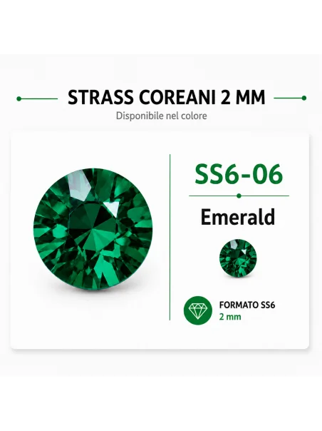 Strass coreani SS6-06 Emerald 2 mm confezione 72000 pezzi