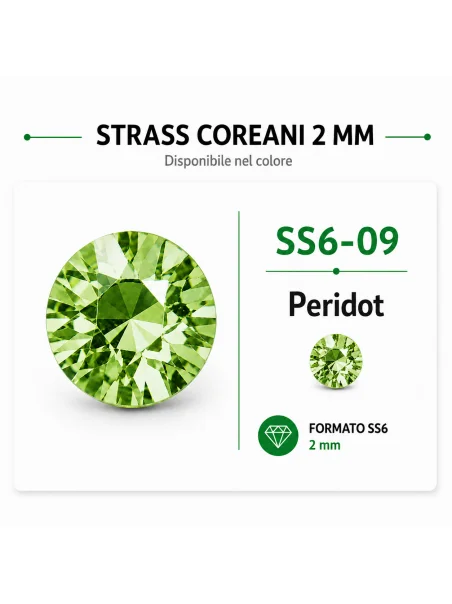 Strass coreani SS6-09 Peridot 2 mm confezione 72000 pezzi
