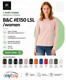 T-shirt donna B&C E150 Manica Lunga