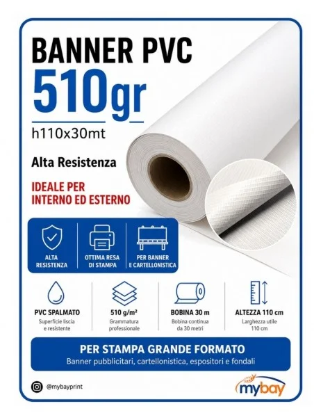 Banner PVC 510 g spalmato 110 cm – Bobina 30 m