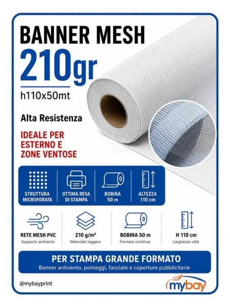 Rete Mesh PVC 210 g 110 cm – Bobina 50 m antivento
