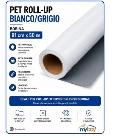 PET Roll-Up Bianco/Grigio 91 cm – 50 m