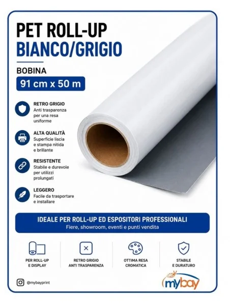 PET Roll-Up Bianco/Grigio 91 cm – 50 m