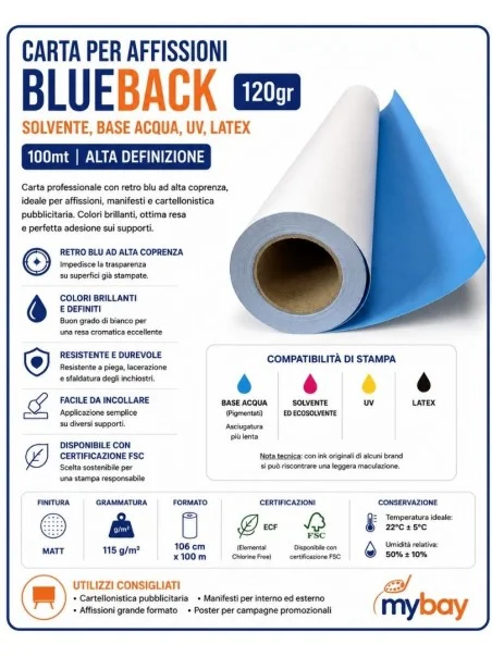Carta BlueBack 120gr 106x100m per Affissioni