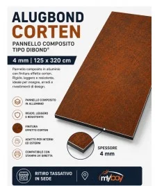 Alugbond corten 4mm 125X320 - ritiro in sede