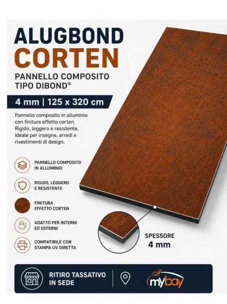 Alugbond corten 4mm 125X320 - ritiro in sede