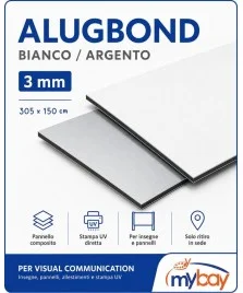 Alugbond 3 mm Bianco Argento 305x150 – Solo ritiro in sede