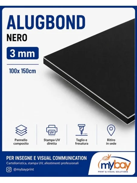 Alugbond Nero 3 mm 100x150 cm – Solo ritiro in sede