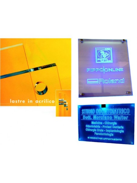 Targa in plexiglass trasparente forate e lucidate