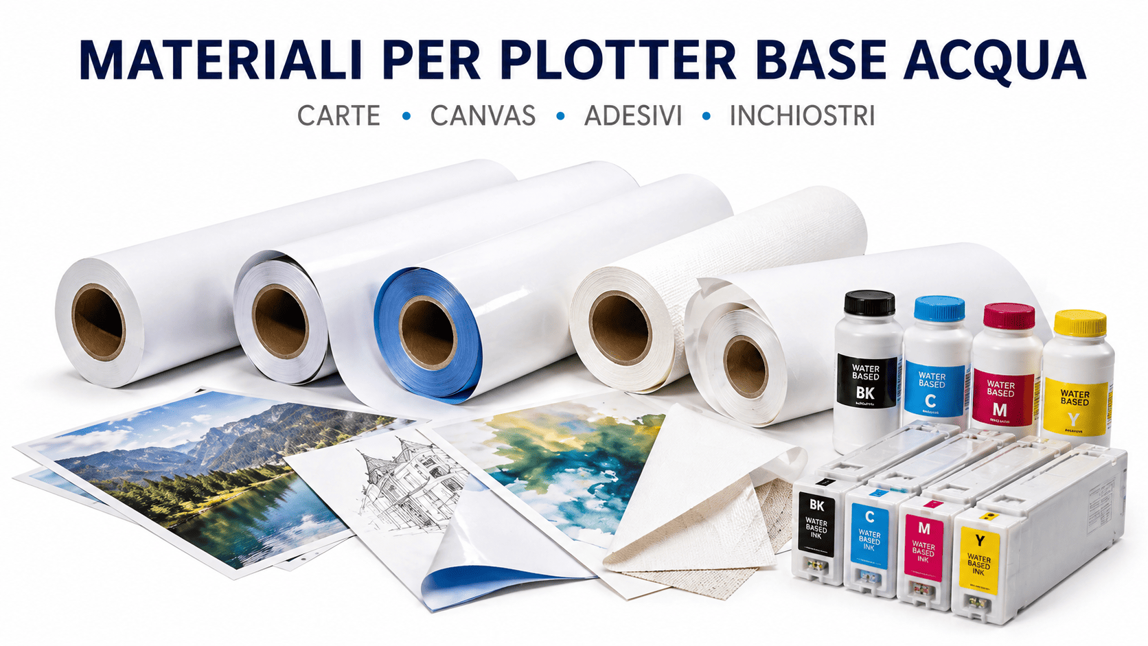 Carte tecniche, tela canvas e inchiostri per plotter base acqua professionali